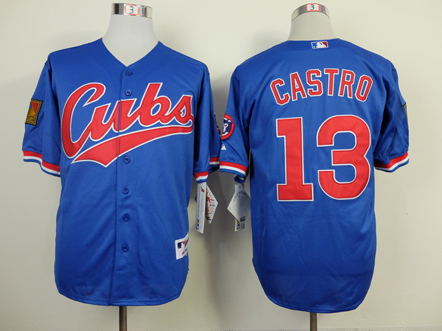 MLB Chicago Cubs #13 Castro Blue Jersey