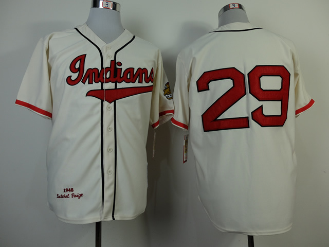 MLB Jerseys Cleveland Indians #29 Satchel Paige Cream Throwback Jersey