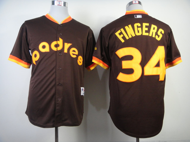 MLB San Diego Padres #34 Fingers 1984 Throwback Coffee Jersey