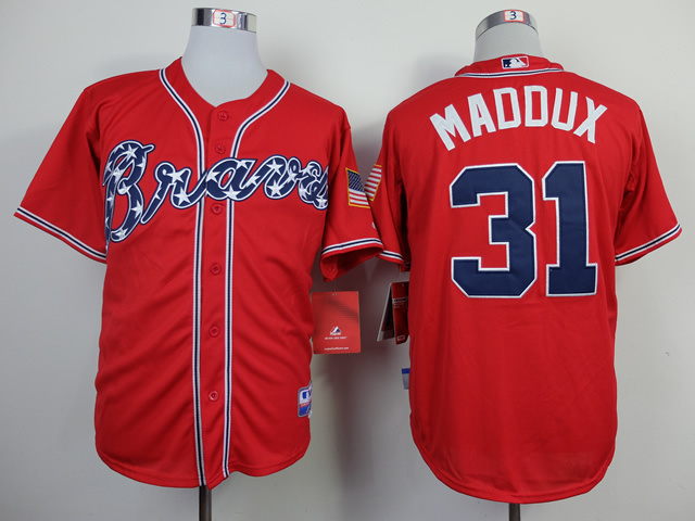 MLB Atlanta Braves #31 Maddux Red Jersey