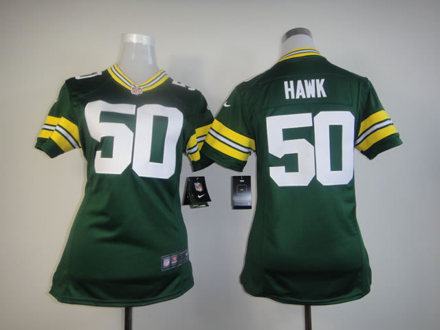 Nike Green Bay Packers #50 Hawk Green Women Jersey