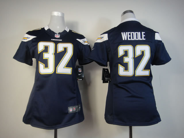 Nike San Diego Chargers #32 Weddle Blue Women Jersey