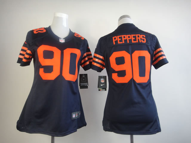 NEW Nike Chicago Bears 90 Peppers Women Blue Jersey with Orange Number