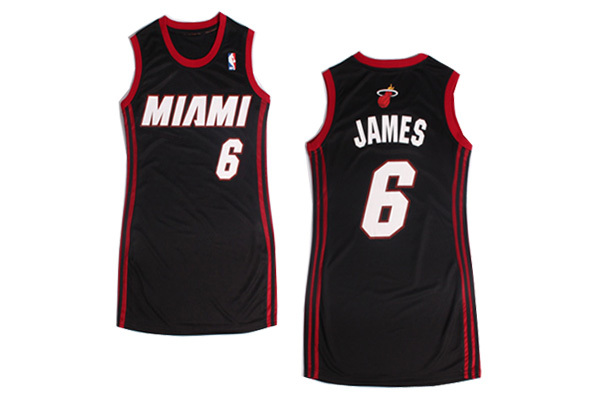 NBA Miami Heat #6 James Black Women Jersey Dress