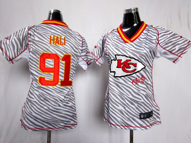 Nike NFL Kansas City chiefs #91 Hali Zebra Women Jersey