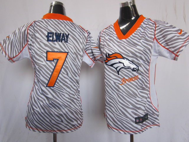 Nike Denver Broncos #7 Elway Women NFL Zebra Jersey