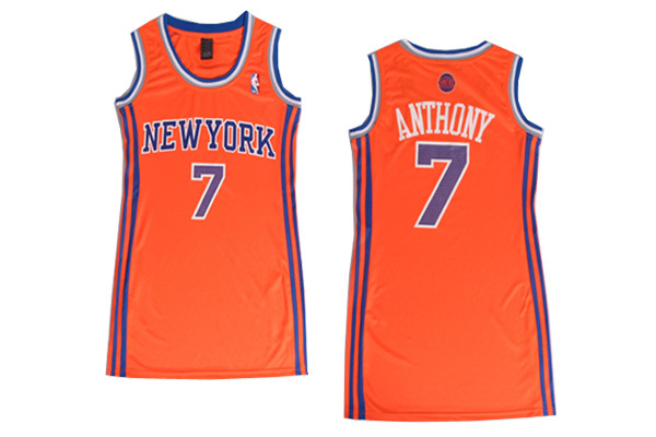 NBA New York Knicks #7 Anthony Women Orange Jersey Dress