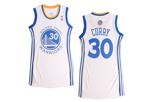 NBA Golden State Warriors #30 Curry White Women Jersey Dress