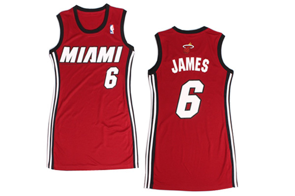 NBA Miami Heat #6 James Red Women Jersey Dress