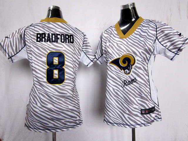 Nike St. Louis Rams #8 Bradford Zebra Women Jersey