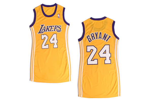 NBA Los Angeles Lakers #24 Bryant Yellow Women Jersey Dress