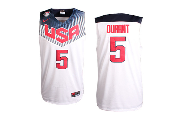 NBA White Team USA #5 Durant Jersey