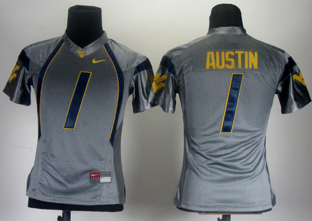 Women Nike West Virginia Mountaineers Tavon Austin 1 Grey College Football Jersey