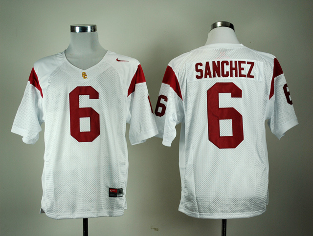 NCAA USC Trojans #6 Sanchez White Jersey
