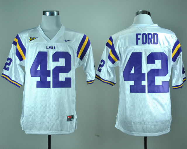Nike LSU Tigers Michael Ford 42 White College Football Jersey