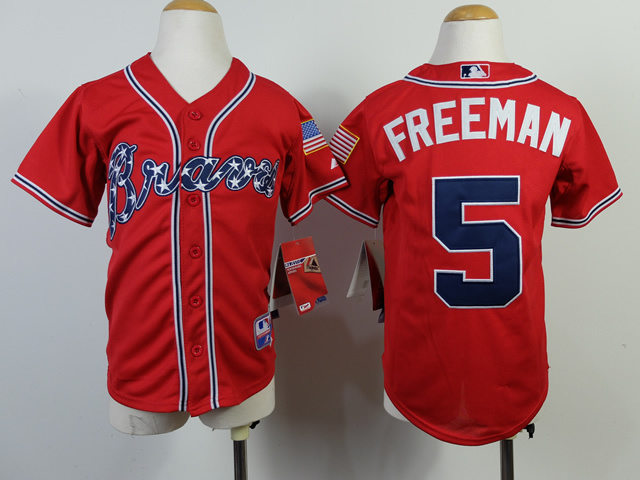 Atlanta Braves #5 Freeman 2014 Red Kids Jersey