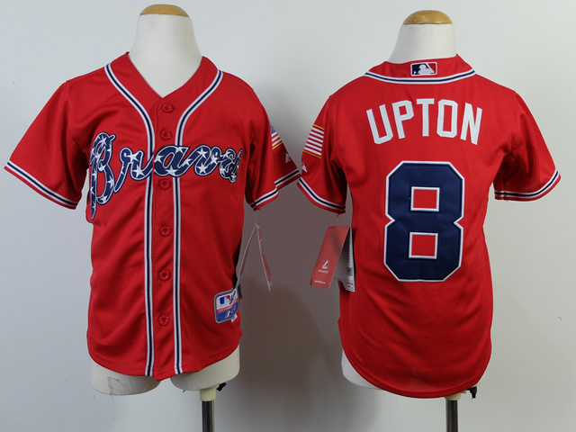 Atlanta Braves #8 Upton 2014 Red Kids Jersey