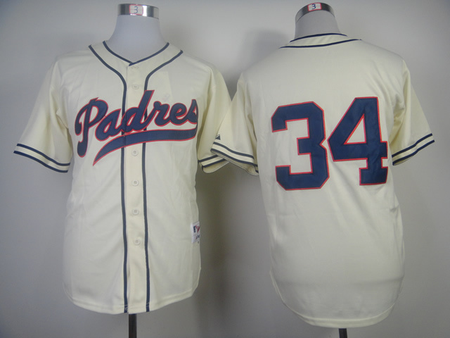 MLB San Diego Padres #34 Fingers Throwback Cream Jersey