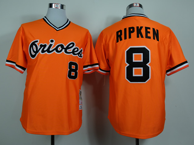 MLB Baltimore Orioles #8 Ripken Orange Throwback Jerseys