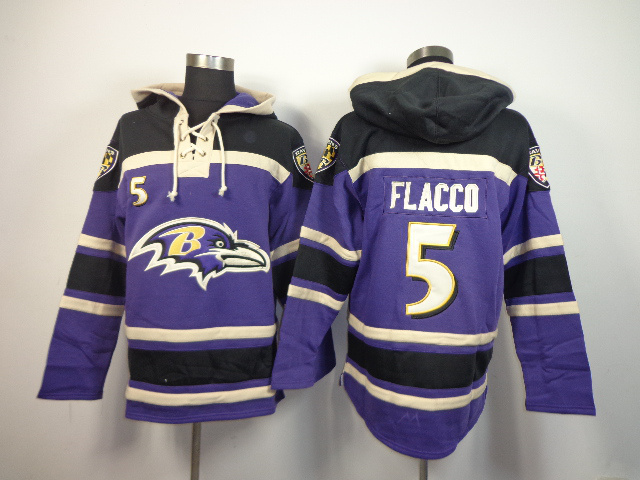 Nike Baltimore Ravens #5 Flacco Purple Hoodie