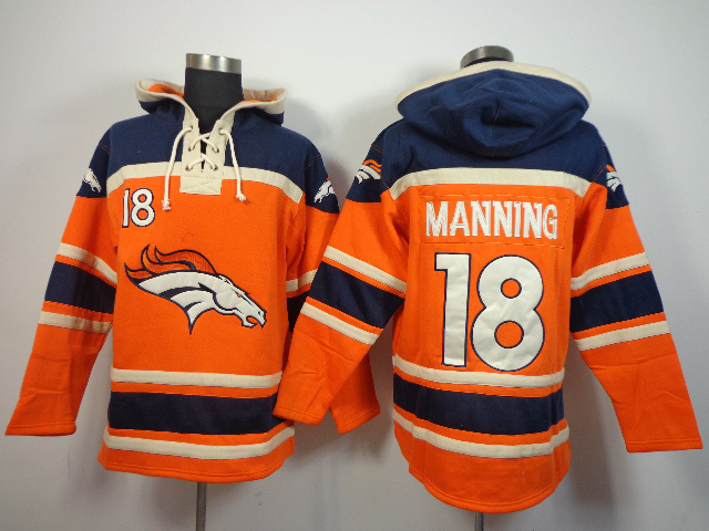 Denver Broncos #18 Manning Orange Hoodie