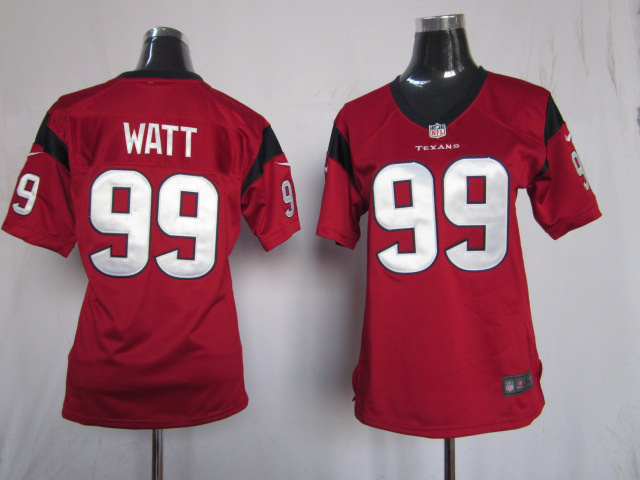 Women Nike Houston Texans 90 Watt Red Jerseys