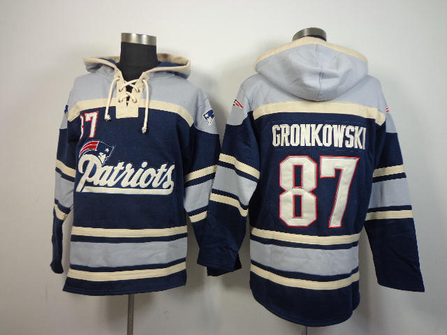 New England Patriots #87 Gronkowski Blue Hoodie