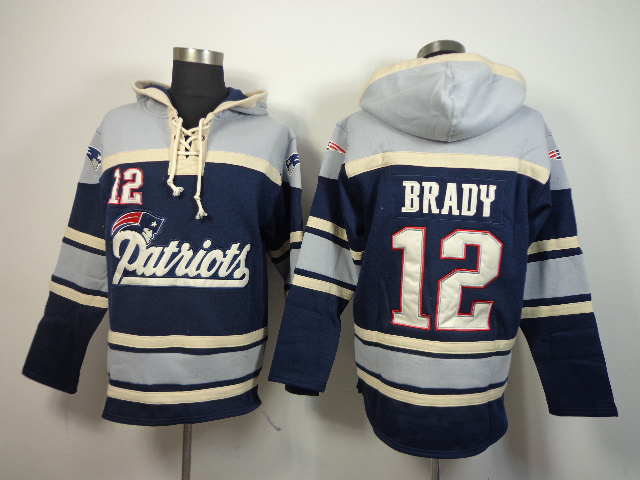 New England Patriots #12 Brady Blue Hoodie