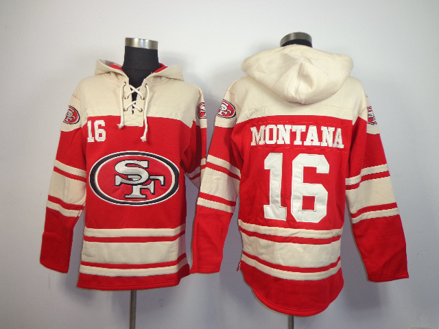 San Francisco 49ers #16 Montana Red Hoodie