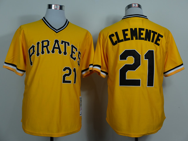 MLB Pittsburgh Pirates #21 Clemente Yellow Throwback Jersey