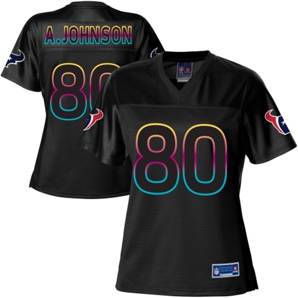 Nike Houston Texans #80 A.Johnson Women Black Jerseys