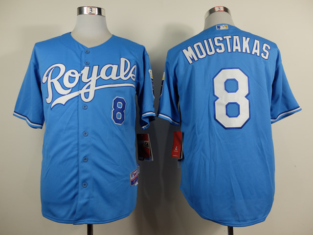 MLB Kansas City Royals 8 Moustakas Light Blue Jersey