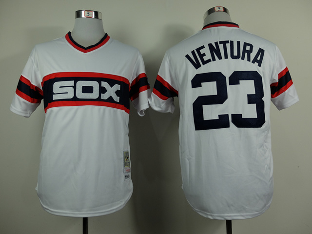 MLB Chicago White Sox #23 Ventura M&N White Jersey