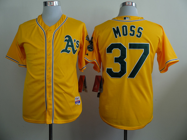 MLB Oakland Athletics #37 Moss Yellow Jersey