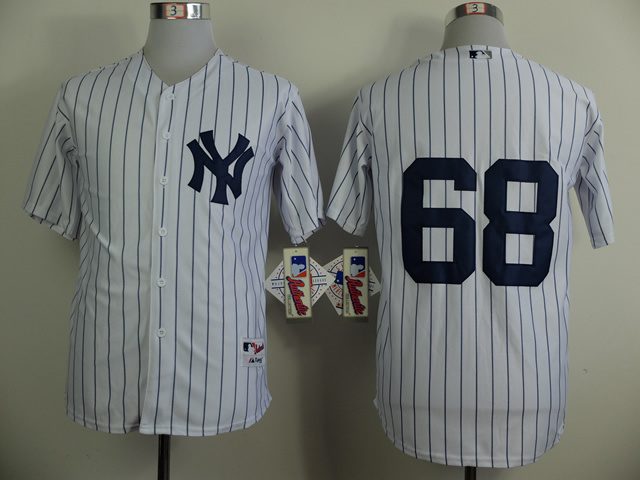 MLB New York Yankees #68 White Pinstrip Jersey