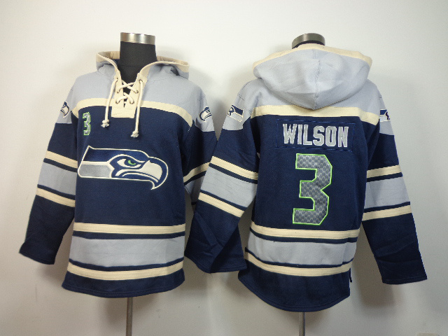 NFL Seattle Seahawks #3 Wilson Blue Hoodie