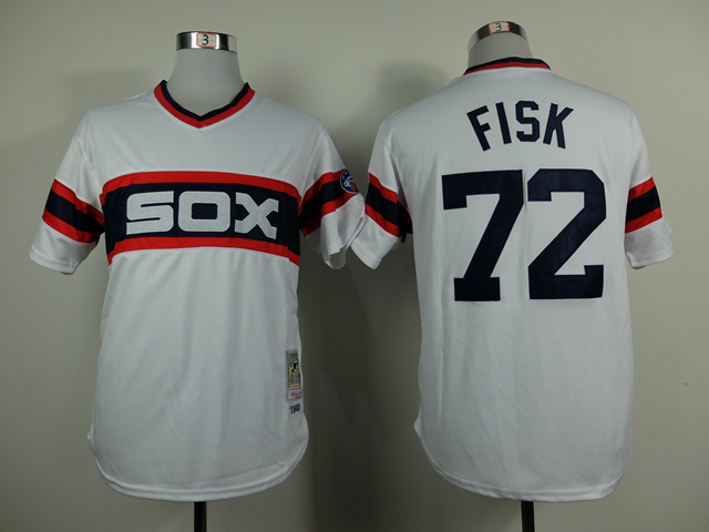 MLB Chicago White Sox #72 Fisk White Throwback Jersey