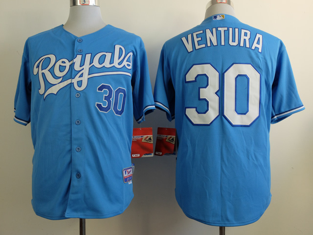 MLB Kansas City Royals #30 Ventura Light Blue Jersey Base