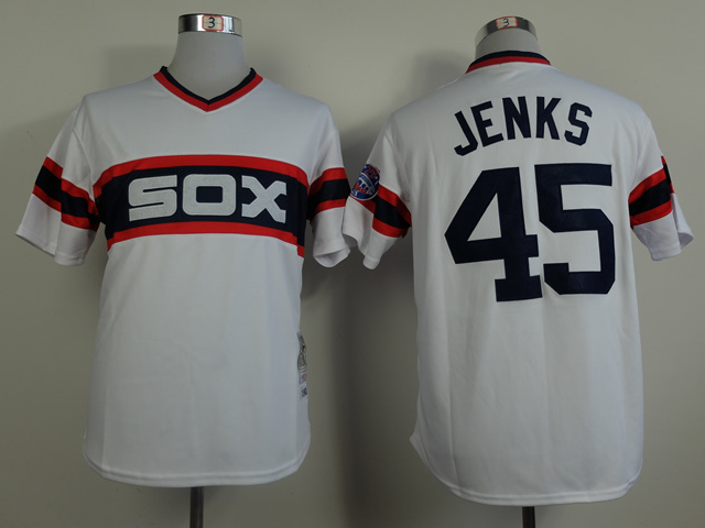 Chicago white sox 45  Jenks Throwback White Jersey