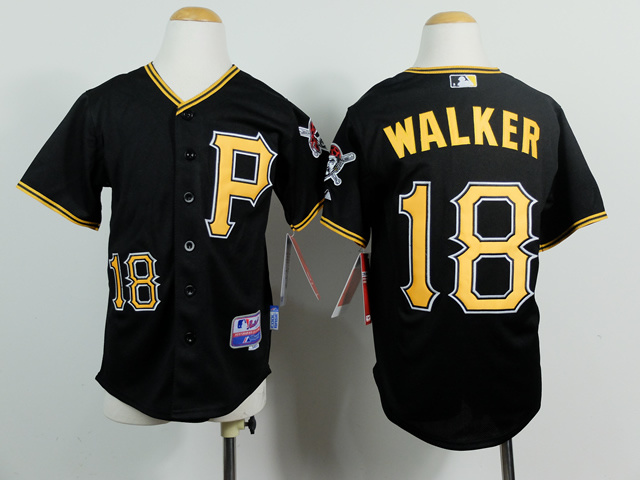 MLB Pittsburgh pirates #18 Walker Black Youth Jersey