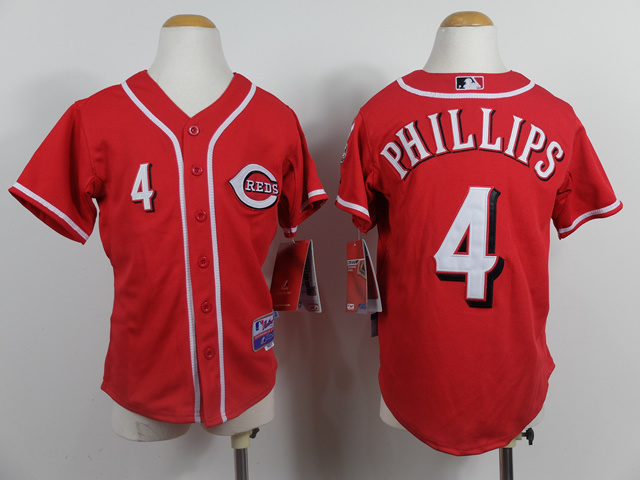 MLB Cincinnati REDS #4 Phillips Red Youth Jersey