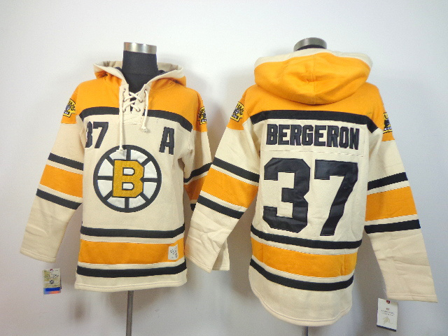 NHL Boston Bruins #37 Bergeron Yellow Cream Hoodie