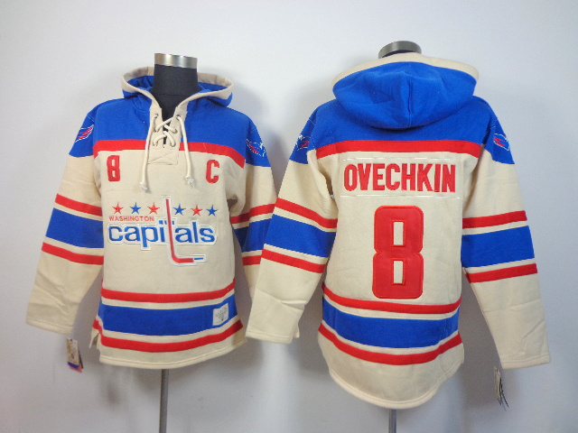 NHL Washington Capitals #8 Ovechkin Blue Cream Hoodie