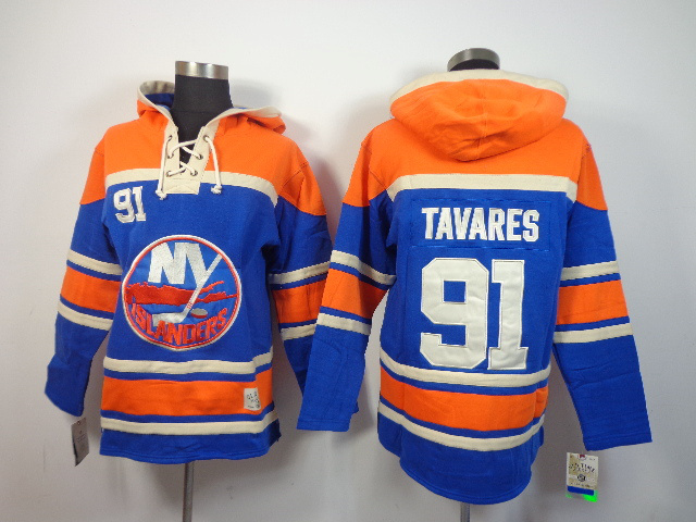 NHL New York Islanders #91 Tavares Blue Hoodie