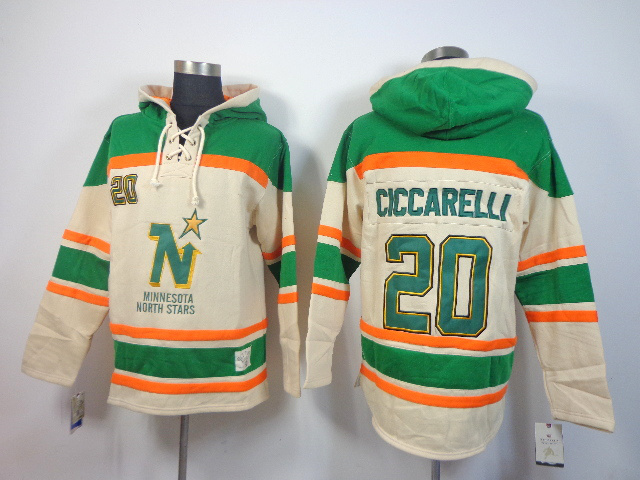 NHL Minnesota #20 Ciccarelli Green Cream Hoodie