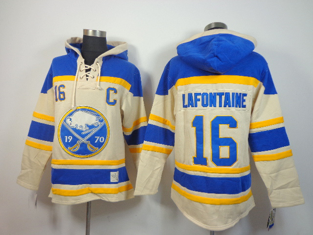 NHL Buffalo Sabres #16 Lafontaine Blue Cream Hoodie