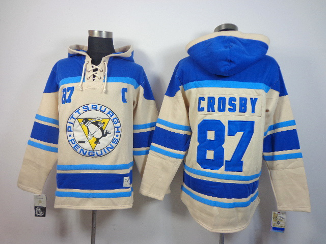 NHL Hoodie Pittsburgh Penguins #87 Crosby Blue Cream Hoodie