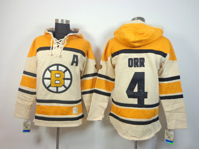 NHL Boston Bruins #4 Orr Yellow Cream Hoodie