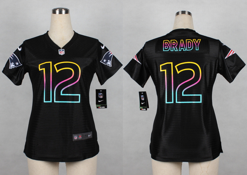 Nike New England Patriots #12 Brady Women Black Jersey