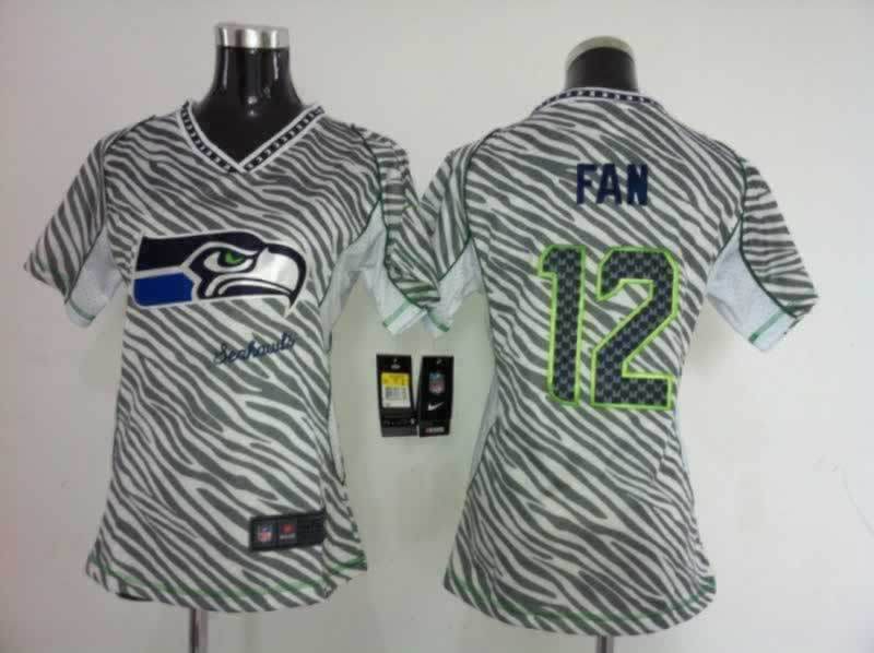 Nike Seattle Seahawks #12 Fan Zebra Women Jersey